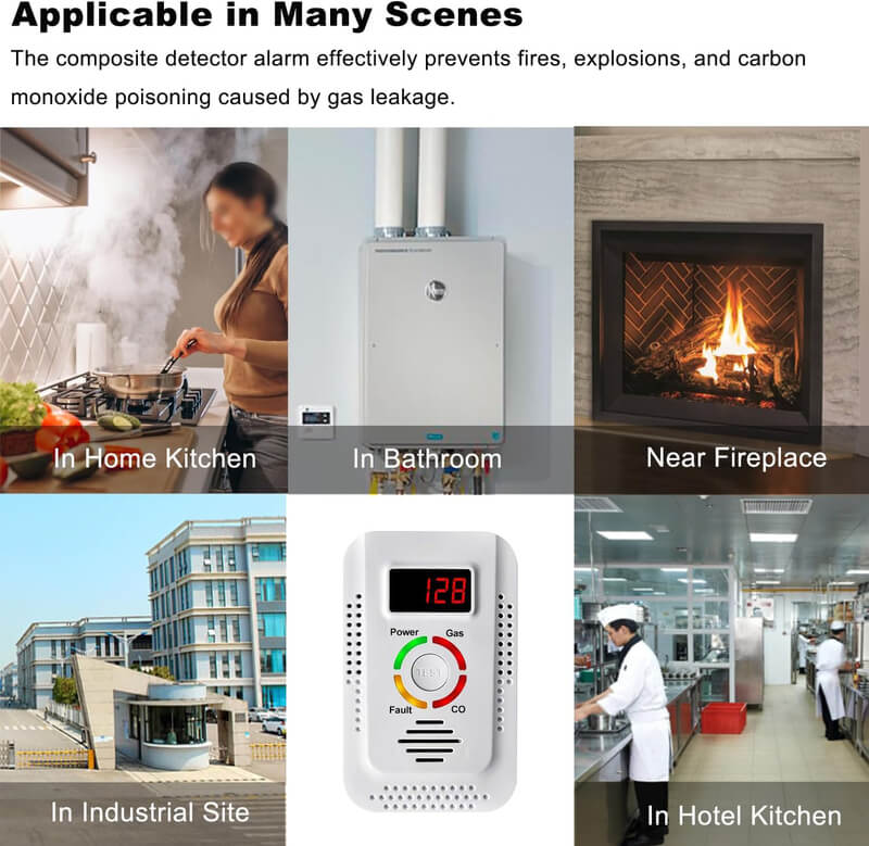 2-in-1 Home Alarm For Gas Leaks, Carbon Monoxide Detection