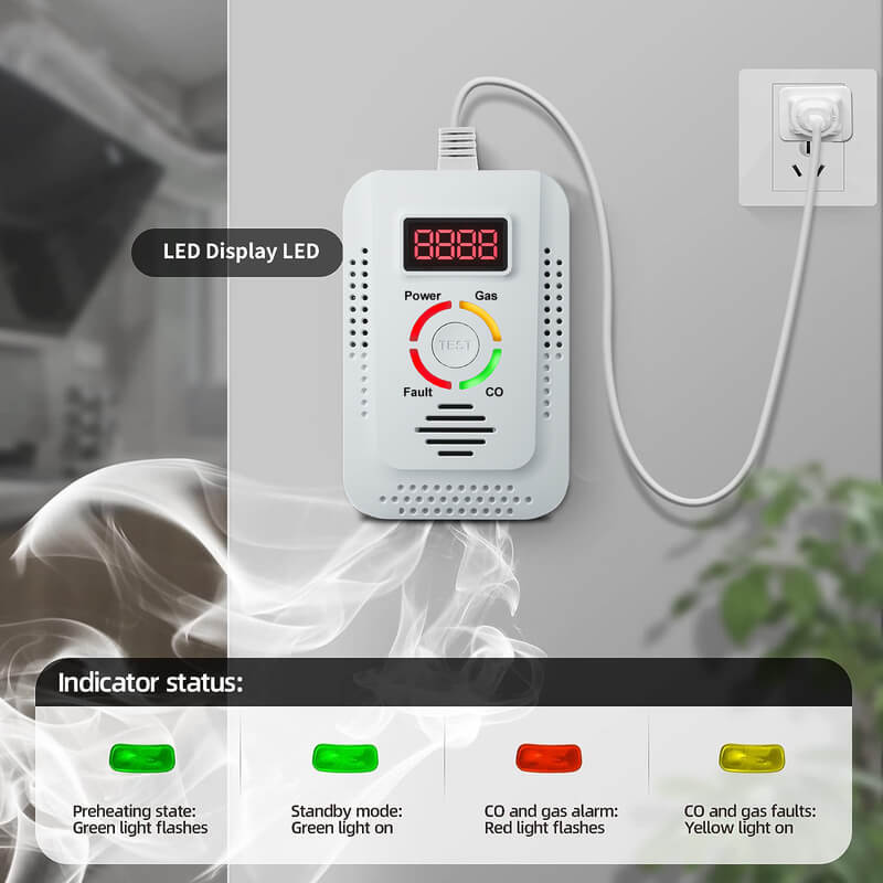 2-in-1 Home Alarm For Gas Leaks, Carbon Monoxide Detection