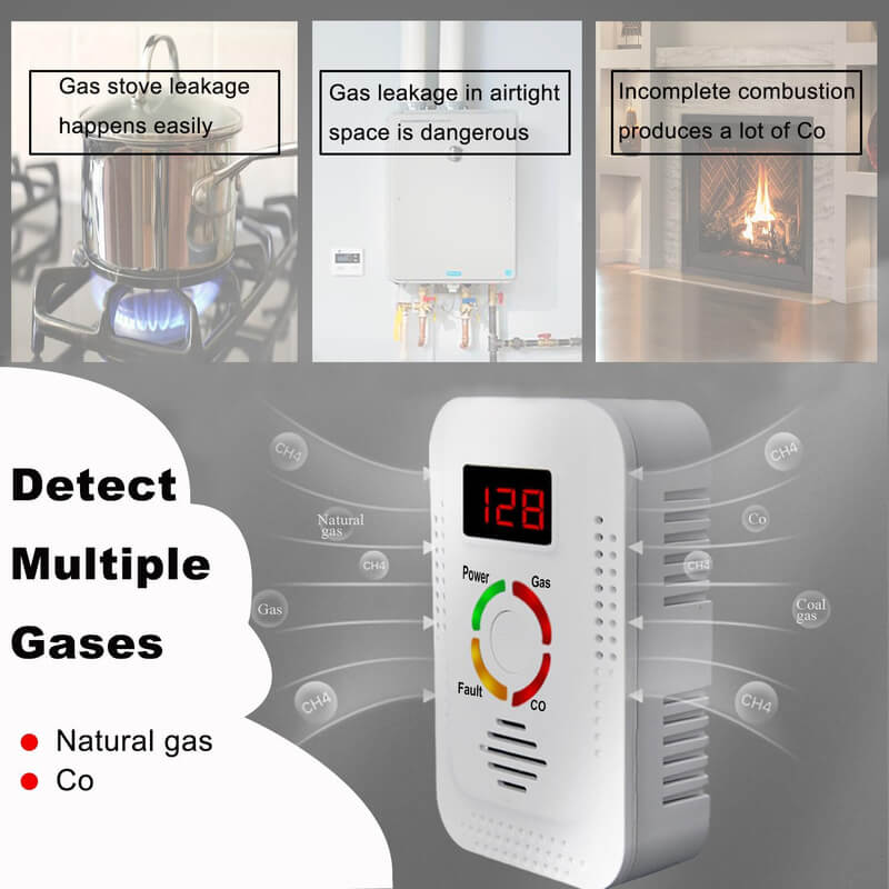 2-in-1 Home Alarm For Gas Leaks, Carbon Monoxide Detection