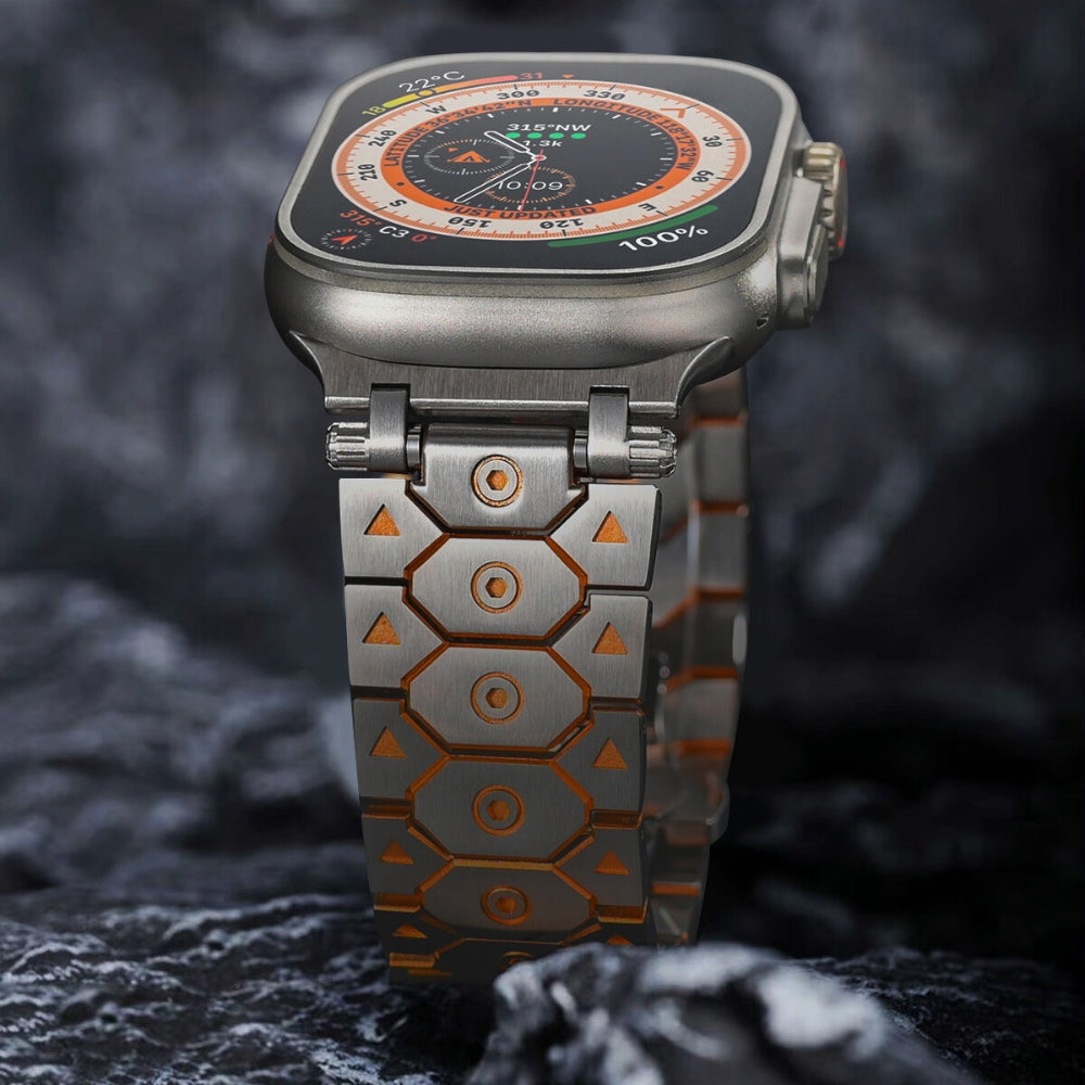 Vantira FusionX Titanium Apple Watch Band, Hexagonal Link Design