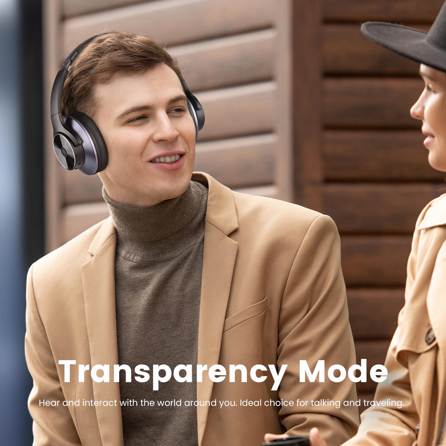 Draadloze over-earhoofdtelefoon met hybride ruisonderdrukking en Bluetooth 5.0