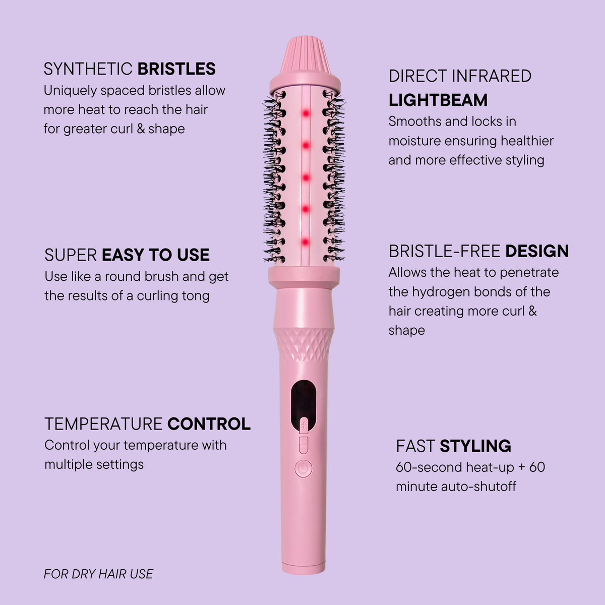 Infrared Ceramic Round Brush With LCD Display for Shine and Volume Curl | Fioriscas