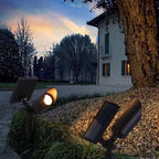 Ray Modern Round Glass/Metal Solar Outdoor Ground Lamp Spotlight - Neutralighting