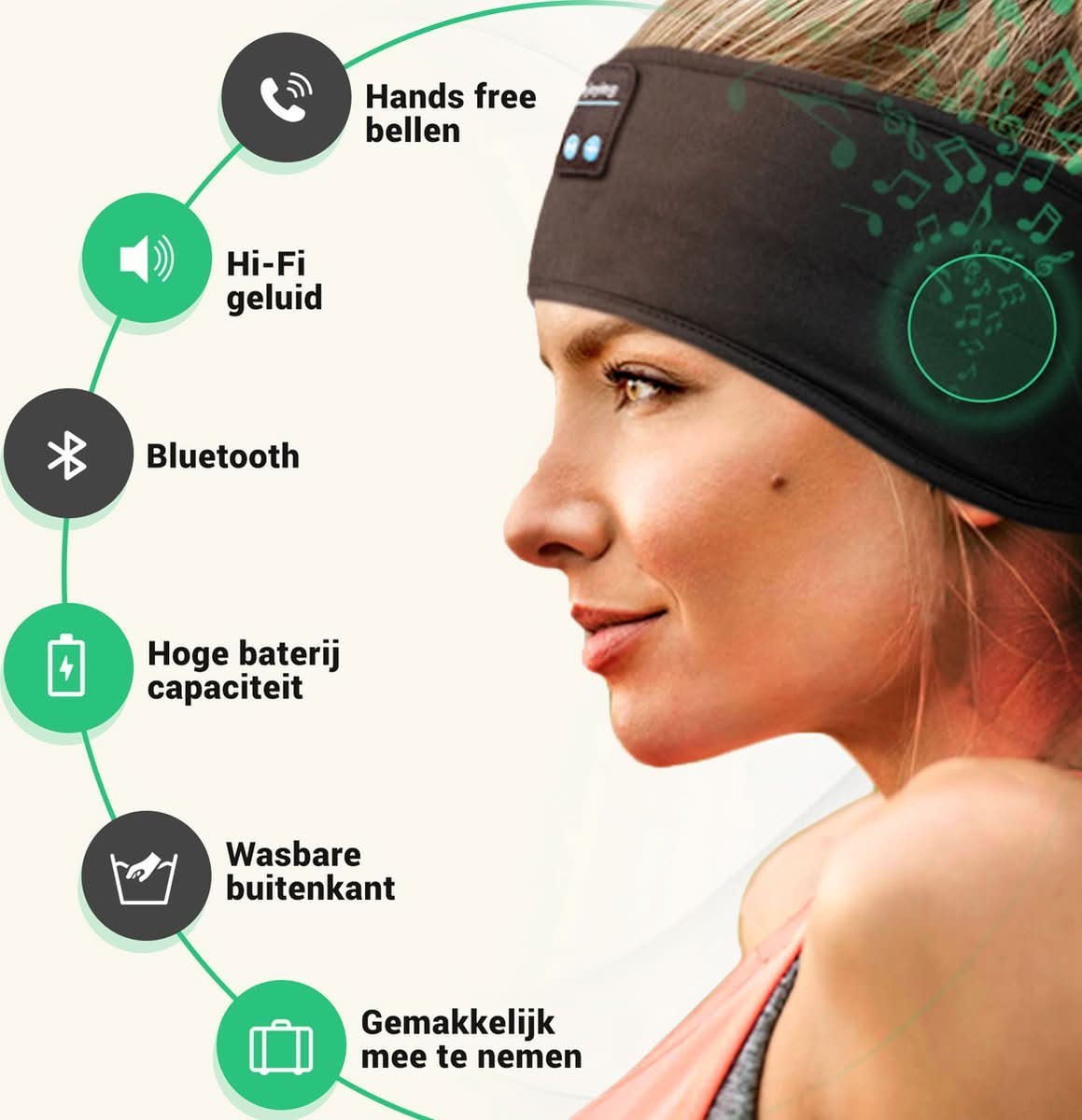Bandeau de sommeil Bluetooth intelligent pour un sommeil profond et la relaxation - Fioriscas