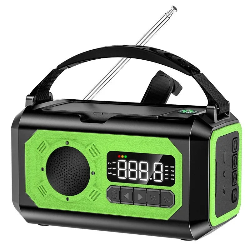 Nouzové meteorologické rádio NovaGuard 12000 mAh se solárním nabíjením a ručním pohonem