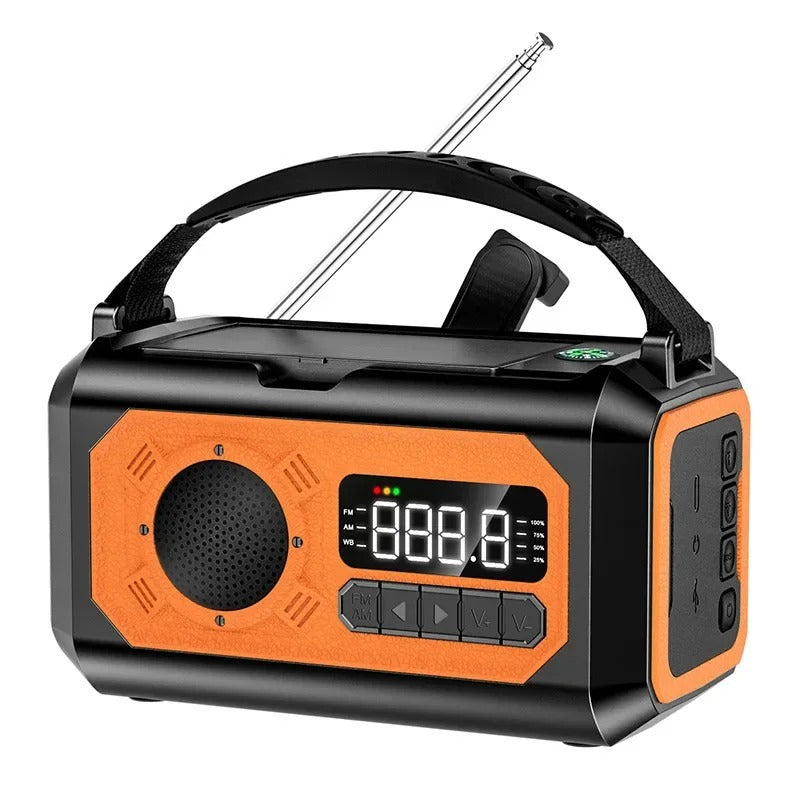 Nouzové meteorologické rádio NovaGuard 12000 mAh se solárním nabíjením a ručním pohonem