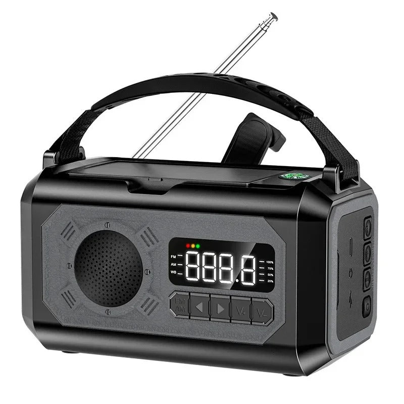 Nouzové meteorologické rádio NovaGuard 12000 mAh se solárním nabíjením a ručním pohonem