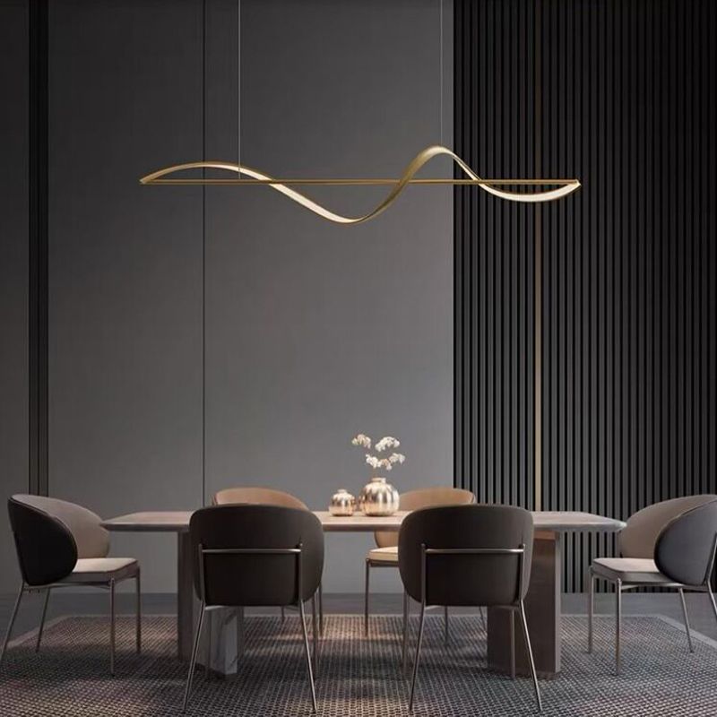 Zelin Pendant Light Wave Minimalist Designer, Metal, Brass/Black - Neutralighting