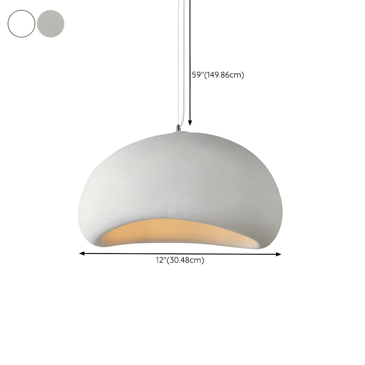 Lampada a sospensione a ciotola in stile Wabi Sabi, plafoniera LED regolabile
