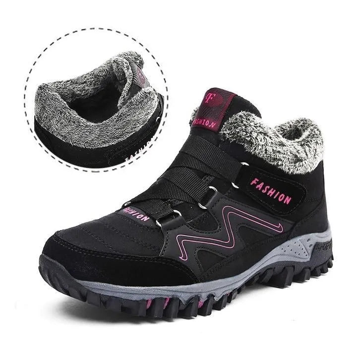 Waterproof Insulated Winter Boots, Unisex Lace-Up Fur Lining