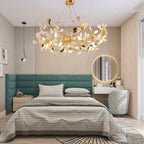 Ceramic Petal Chandelier, LumaPetal Design With Dimmable LED Glow