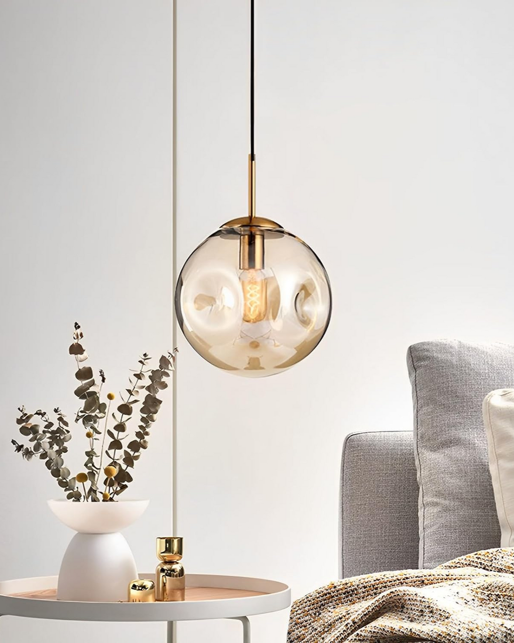 Lampada a sospensione VeraLux Vintage-Glow, vetro colorato, disponibile in sei colori