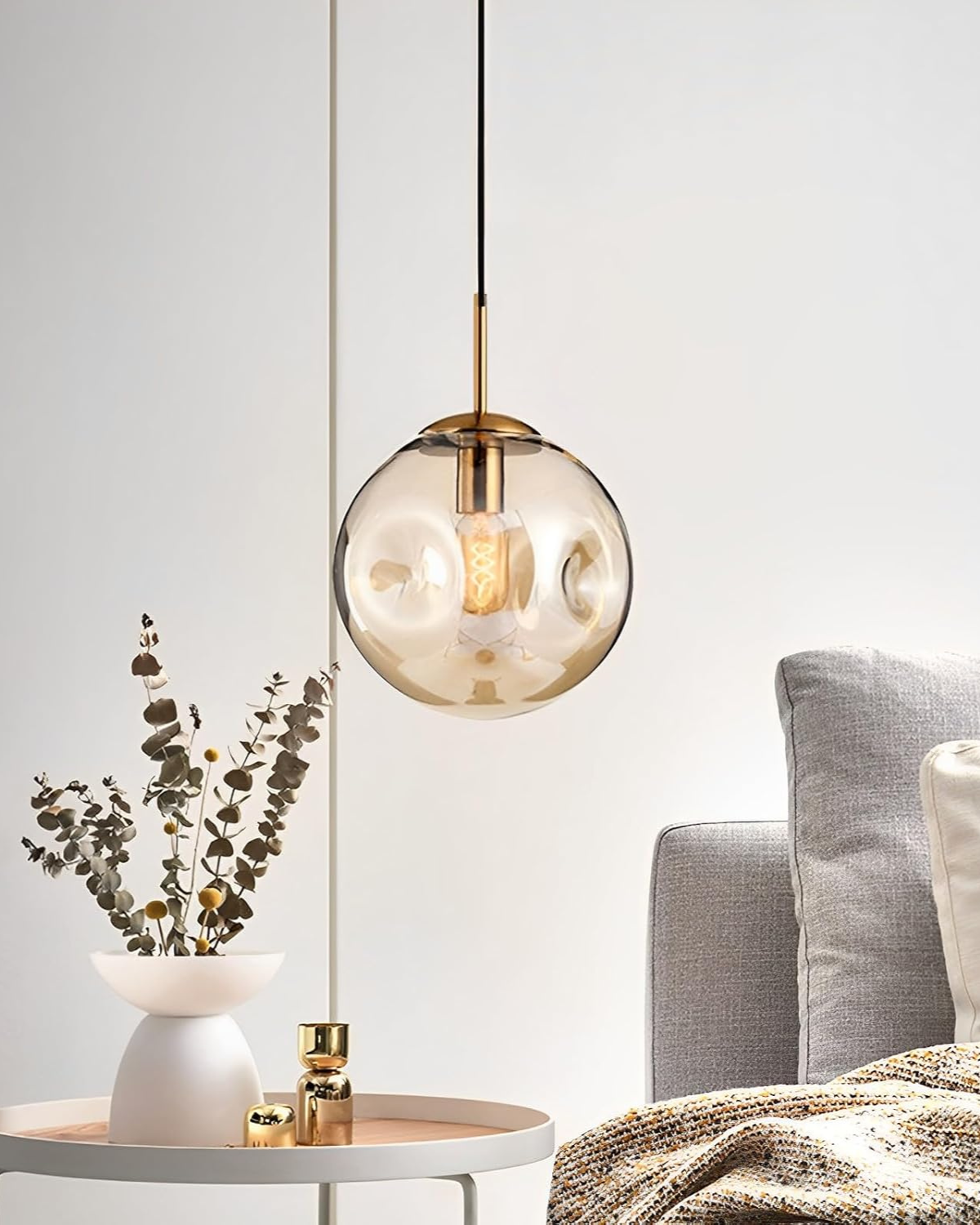 Lampada a sospensione VeraLux Vintage-Glow, vetro colorato, disponibile in sei colori