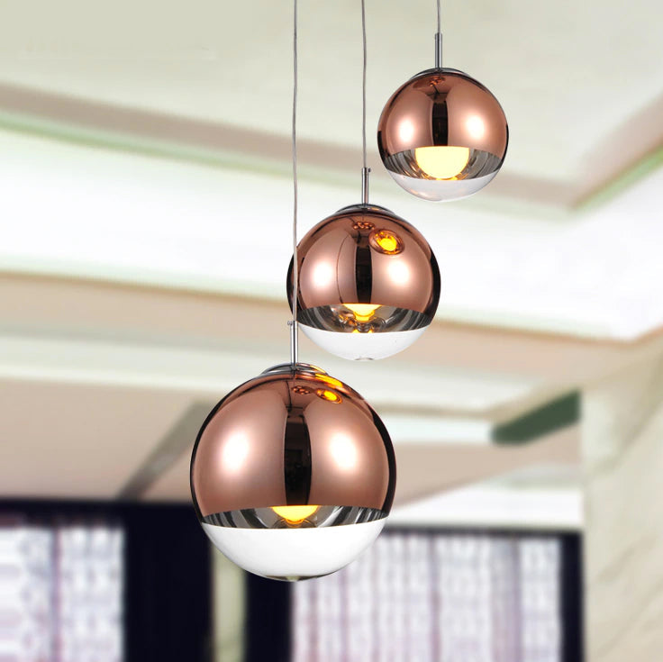 Suspension globe en verre LumaOrb, finitions argent, or et or rose