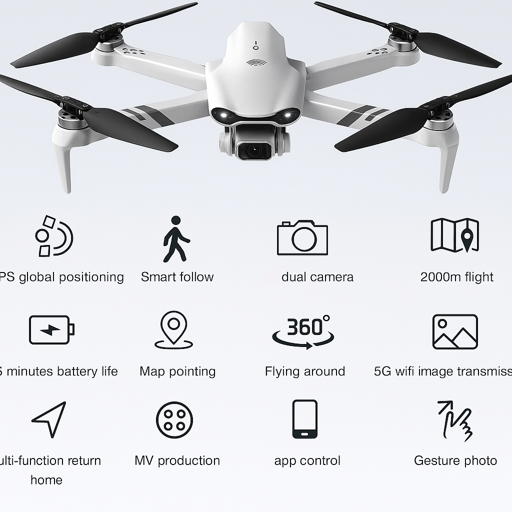 Drone con fotocamera GPS, video 8K, modalità Seguimi e portata di 1.5km