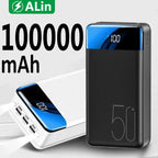 Bærbar powerbank med en kapacitet på 100.000 mAh og hurtig opladning