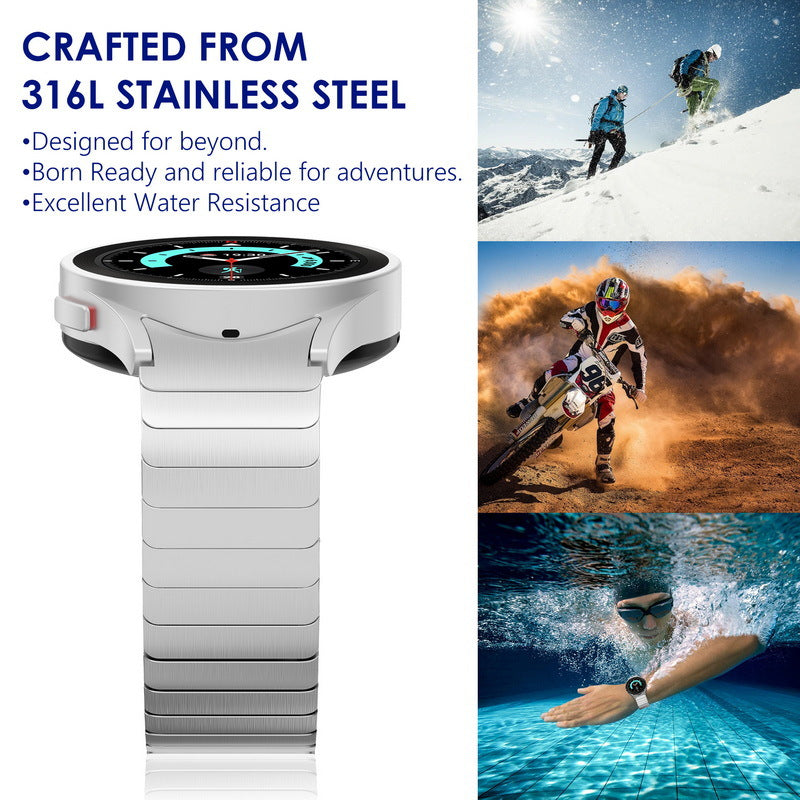 Armband i rostfritt stål med fjärilslås för Galaxy Watch 4/5/6/7 Pro