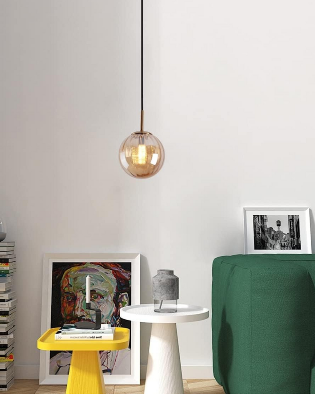 Lampada a sospensione VeraLux Vintage-Glow, vetro colorato, disponibile in sei colori