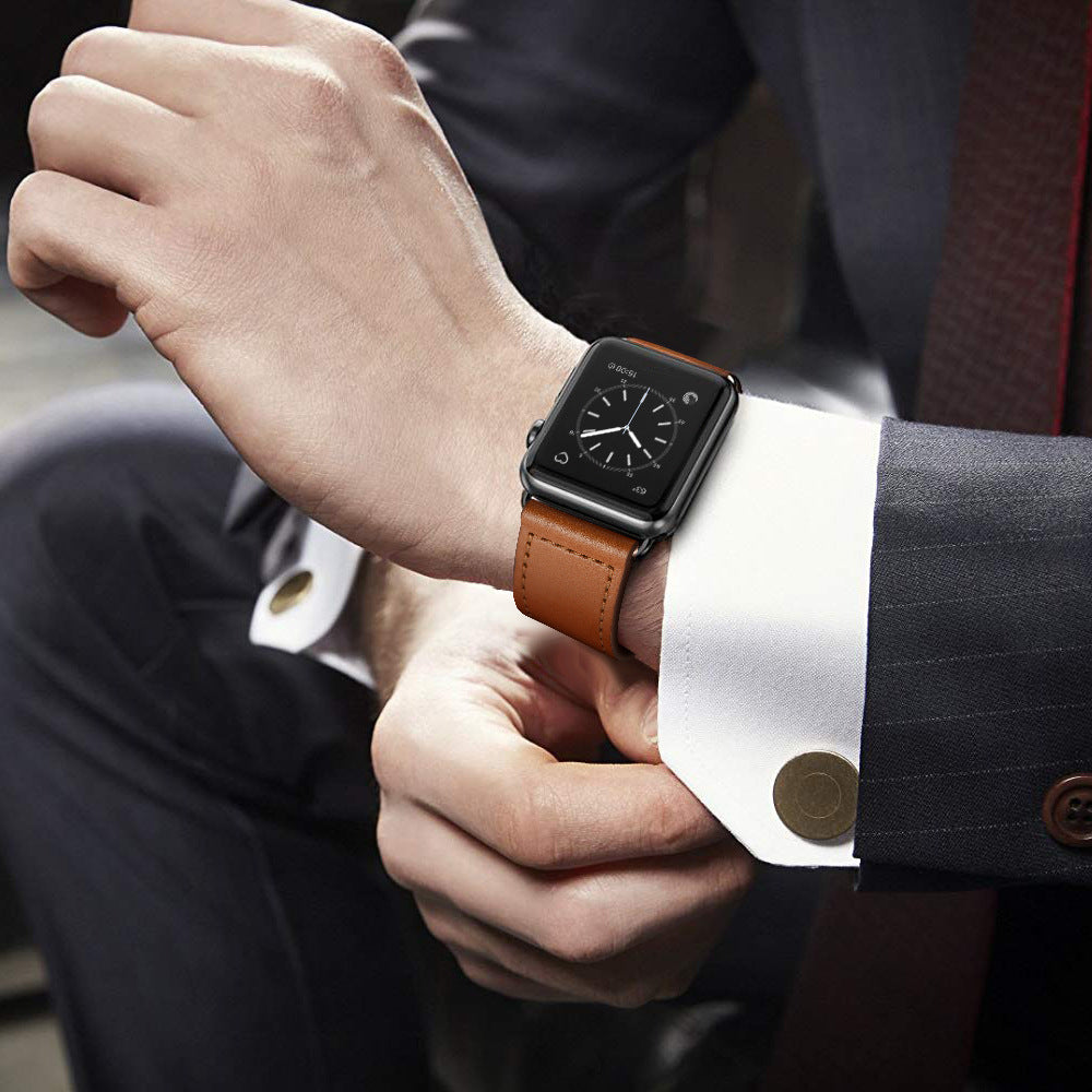 Vegansk læderrem med løkke til Apple Watch, stift og foldelukning