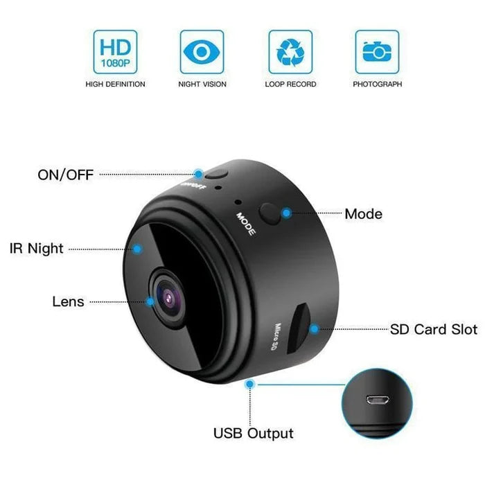 Bærbart 1080P WiFi-sikkerhedskamera med magnetisk beslag