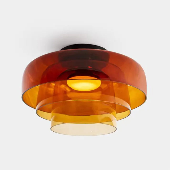 Håndlavet loftslampe i glas, Lumenweave nordisk design med flere niveauer