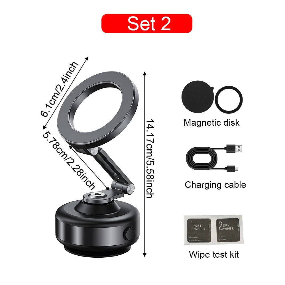 Magnetický držák telefonu do auta s otočným ramenem o 360° a přísavnou základnou