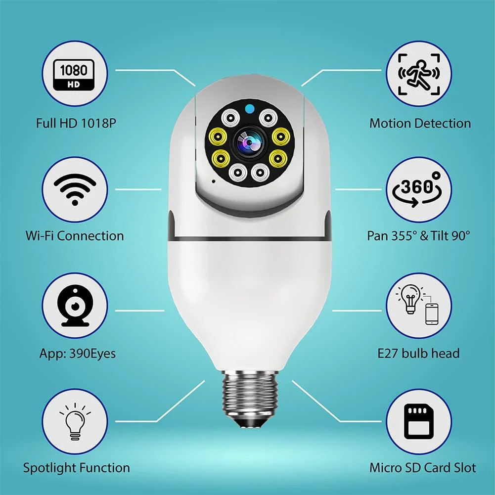 كاميرا WiFi خارجية داخل مصباح كهربائي مع اكتشاف الحركة | فيوريسكاس