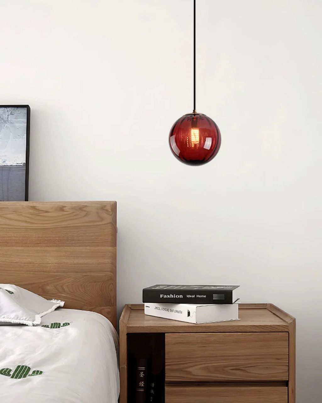 Lampada a sospensione VeraLux Vintage-Glow, vetro colorato, disponibile in sei colori