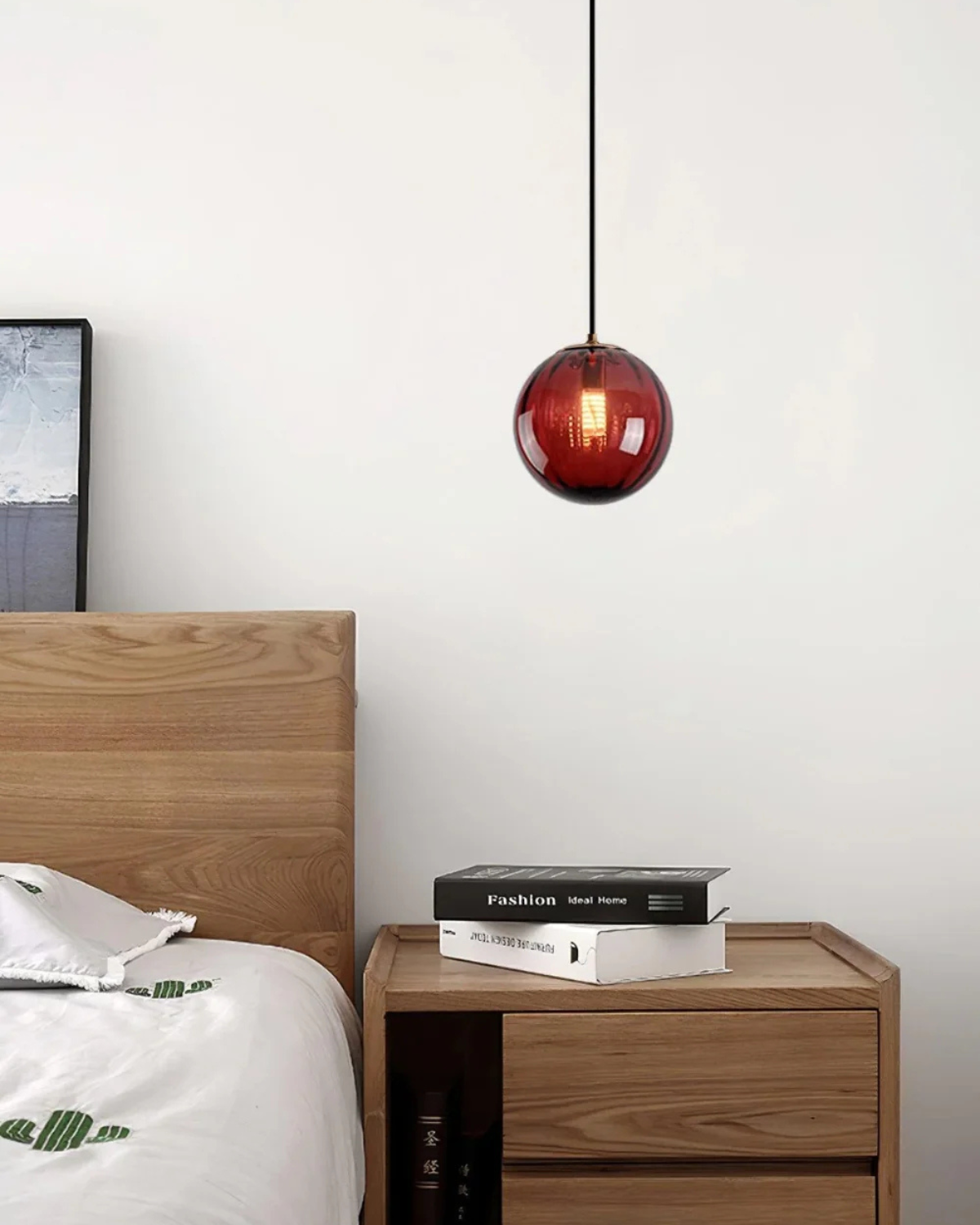 Lampada a sospensione VeraLux Vintage-Glow, vetro colorato, disponibile in sei colori