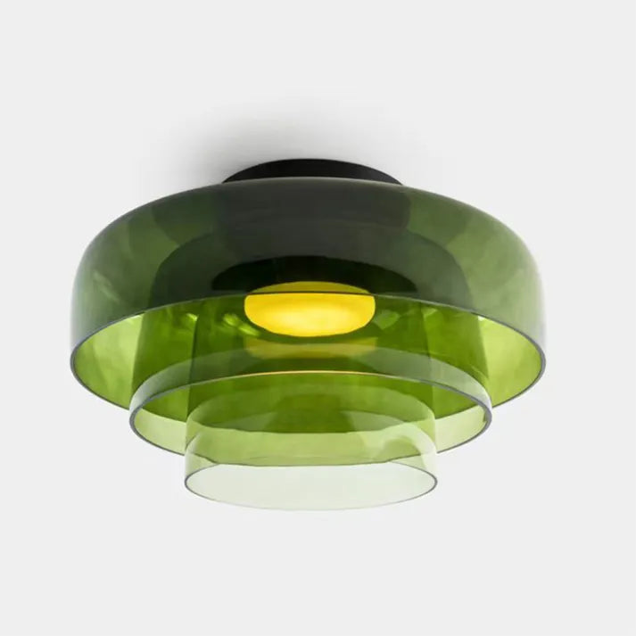Håndlavet loftslampe i glas, Lumenweave nordisk design med flere niveauer