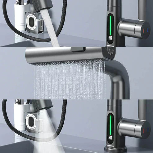 Pull-Out Kitchen Faucet, Aqualine FluxPull 60cm Hose & 360° Swivel