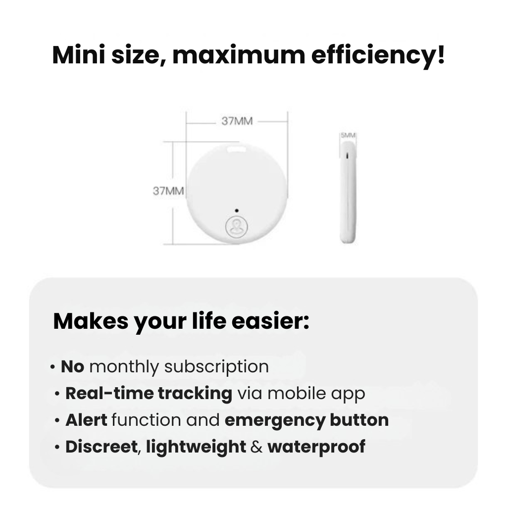 GPS-nøglering til børn, vandtæt med 12 måneders batteritid, kompatibel med Find My på iOS