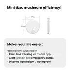 GPS-nøglering til børn, vandtæt med 12 måneders batteritid, kompatibel med Find My på iOS