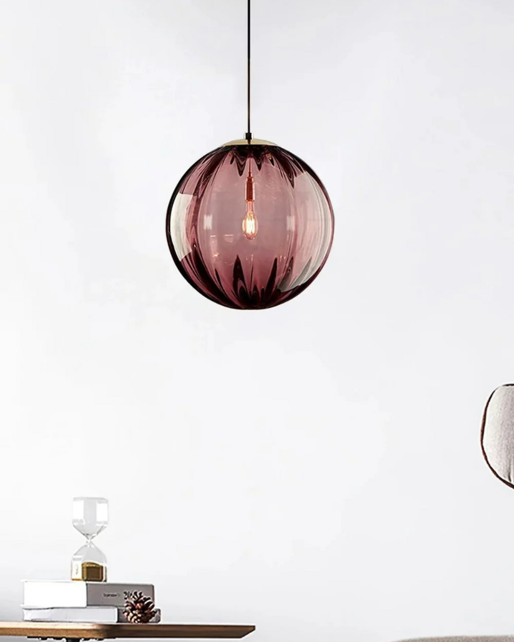 Lampada a sospensione VeraLux Vintage-Glow, vetro colorato, disponibile in sei colori