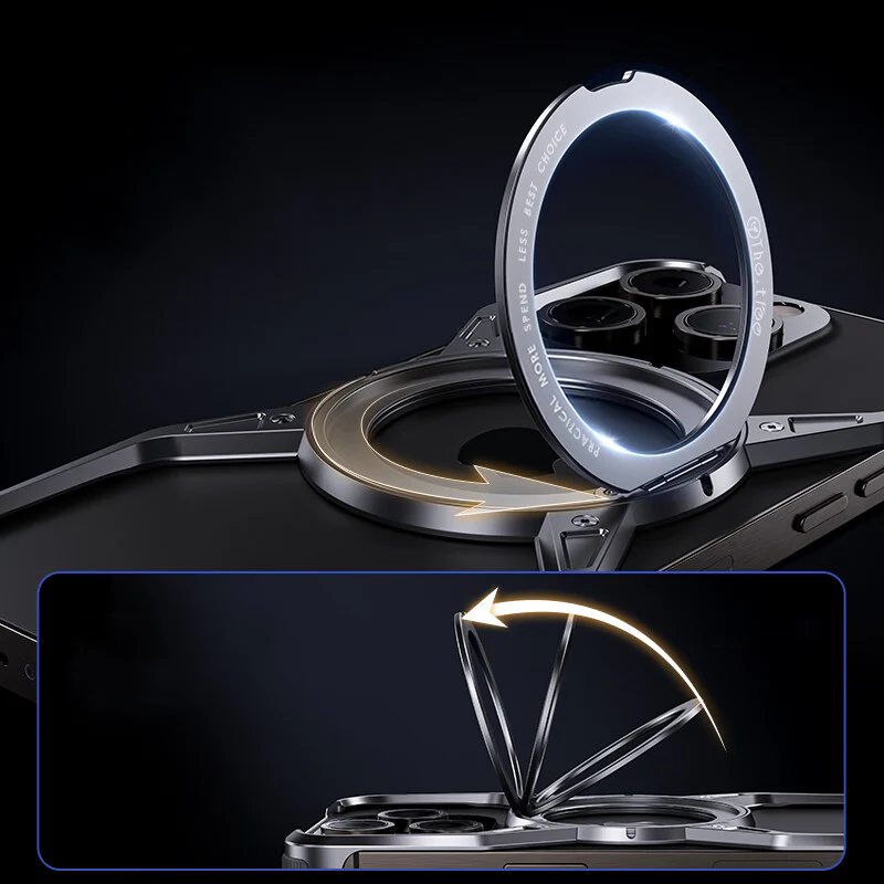Avelon Magnetische Bumper-Hülle für iPhone, 360° Ringständer, Luftkissen-Ecken