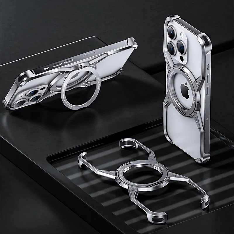 Avelon Magnetische Bumper-Hülle für iPhone, 360° Ringständer, Luftkissen-Ecken