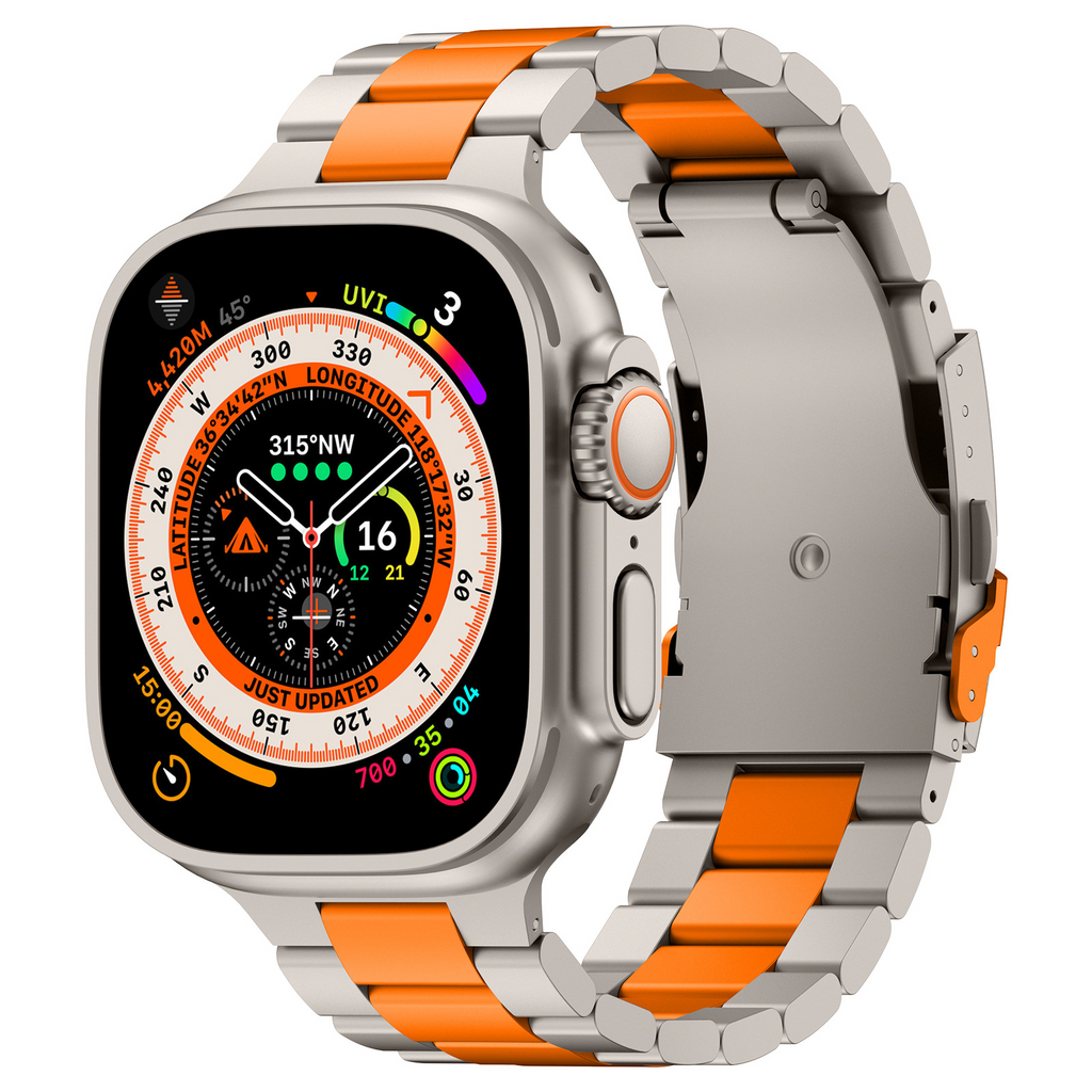 Pasek Apple Watch z tytanu z składanym zapięciem bezpieczeństwa, styl Kestrel