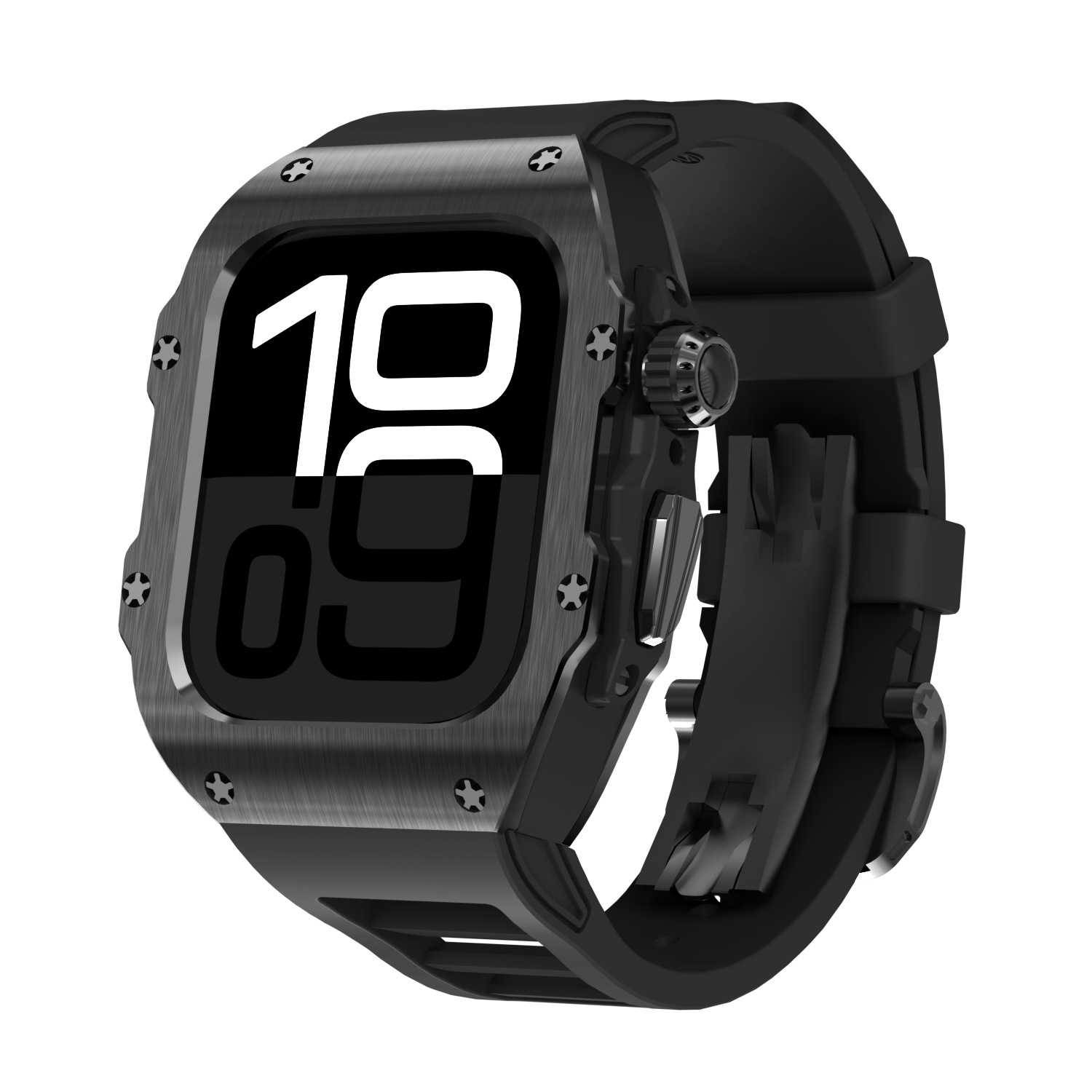 Sæt med galvaniseret urkasse og fluorelastomerrem til Apple Watch Ultra 49 mm
