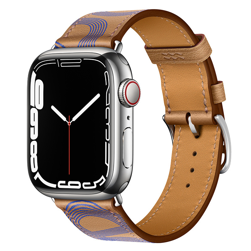 Bracelet Apple Watch en cuir véritable Marvelle, bande cousue main, 38-49 mm