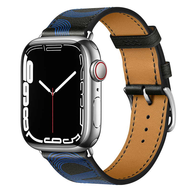 Bracelet Apple Watch en cuir véritable Marvelle, bande cousue main, 38-49 mm