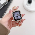Błyszcząca bransoleta ze stali nierdzewnej z ogniwami w kształcie diamentu do Apple Watch