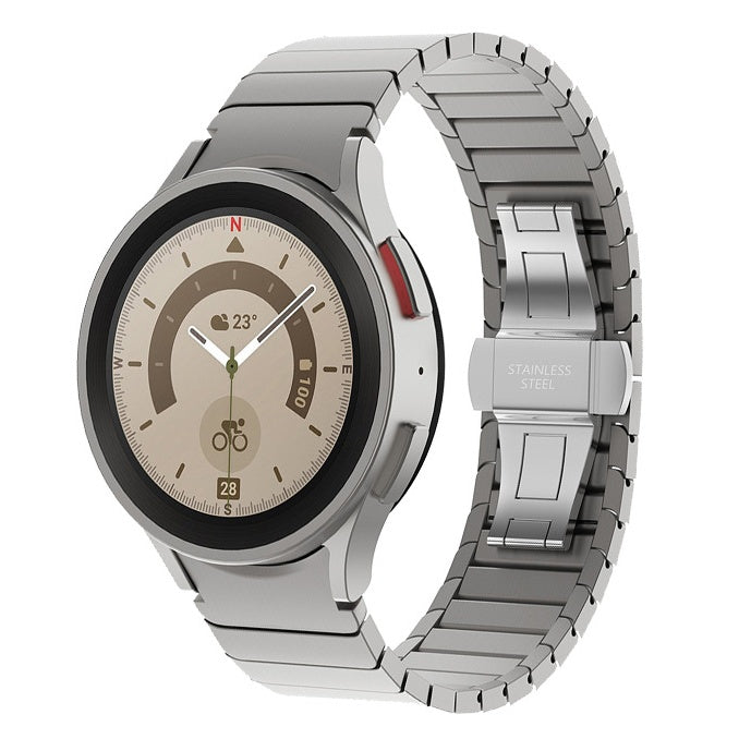 Armband i rostfritt stål med fjärilslås för Galaxy Watch 4/5/6/7 Pro