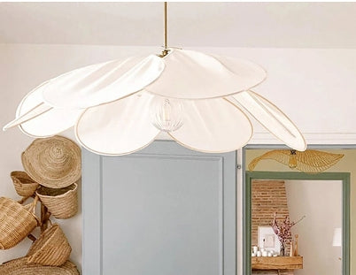 Layered Fabric Pendant Light, Floral Design, Petalume