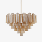 Aurora Murano Chandelier Glass Tube Layered Amber - Neutralighting