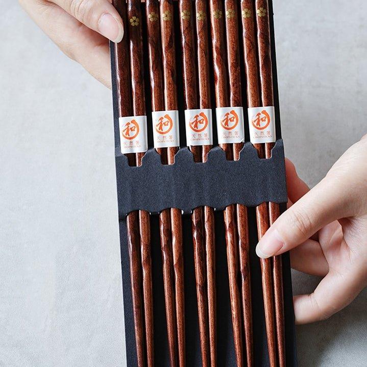 Kultaiset Sakura-puiset syömäpuikot, Miyabi, viiden parin setti