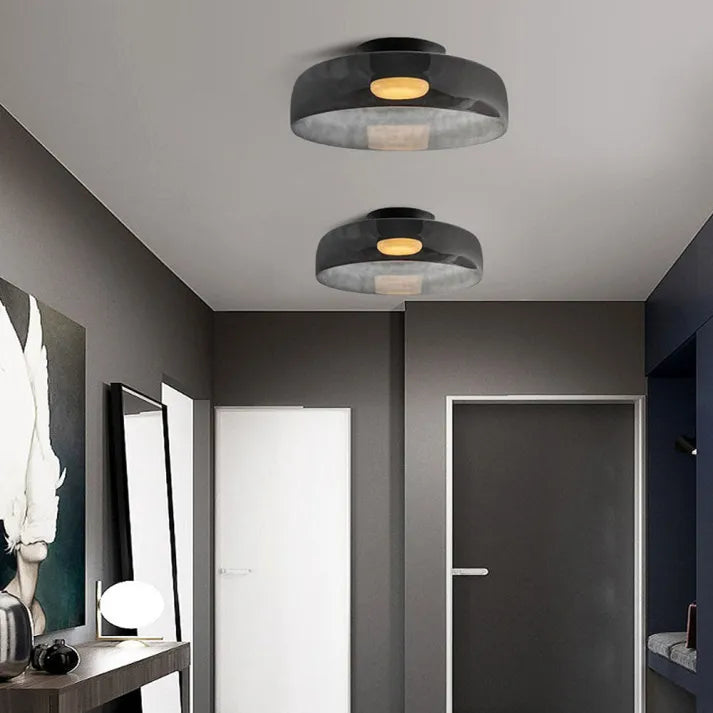 Håndlavet loftslampe i glas, Lumenweave nordisk design med flere niveauer
