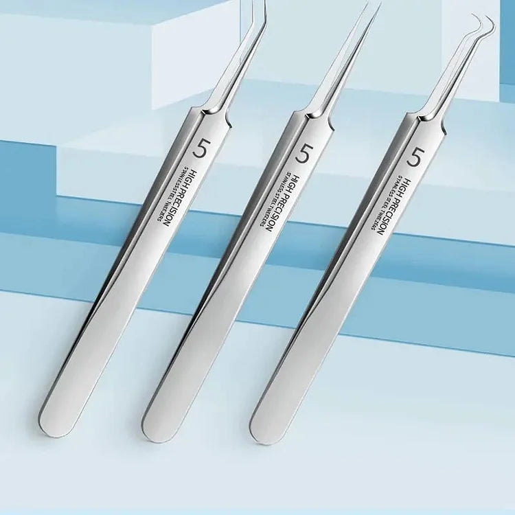 Aurella 3-Piece Stainless Steel Blackhead Tweezer Set, Boxed