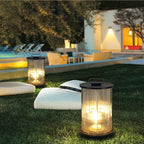 Marinell Ribbed-Glass Outdoor Lantern, Solar Or Electric, Waterproof