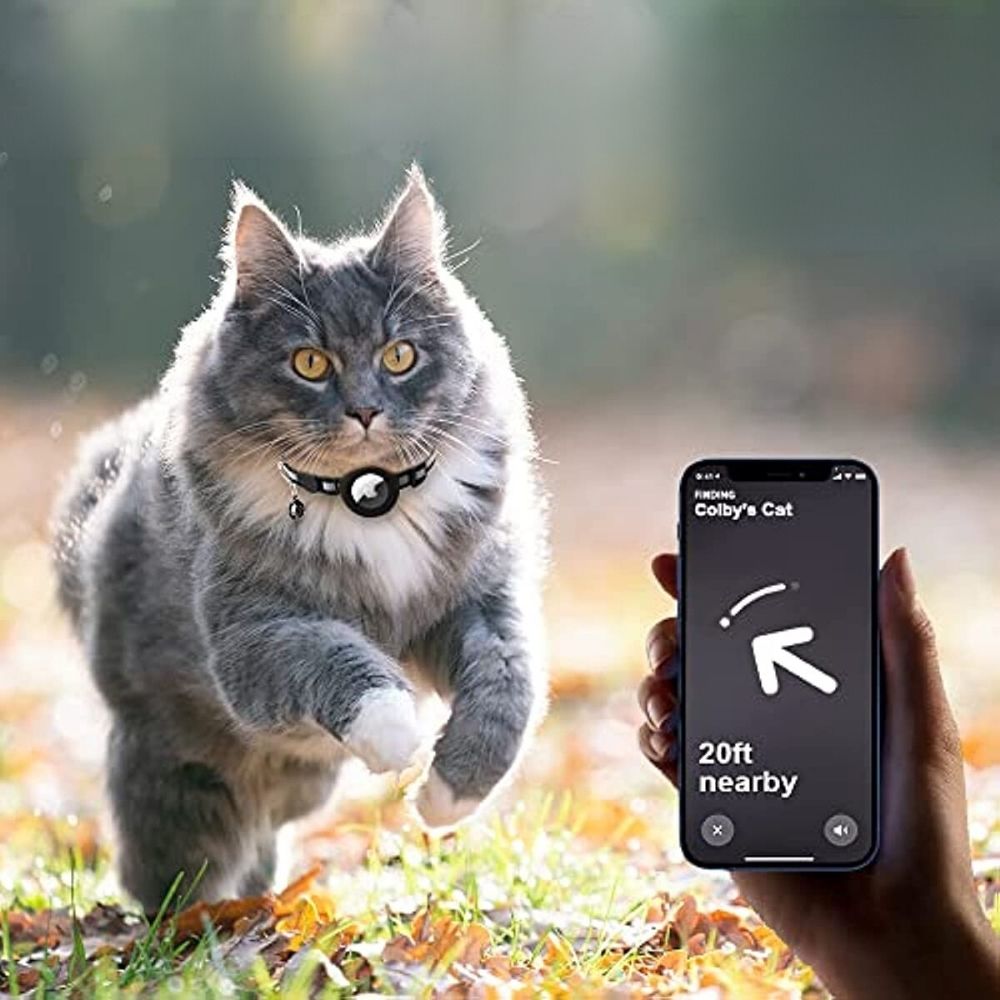 Collier pour chat avec support de traceur GPS, réfléchissant et à ouverture rapide