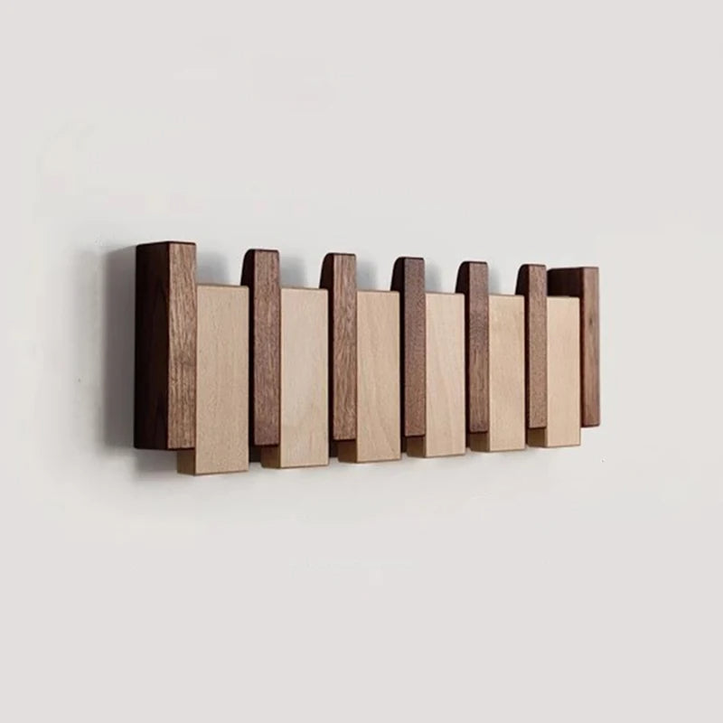 Cadenza Handmade Coat Rack, Foldable Piano-Key Hooks, Walnut Or Beech Wood